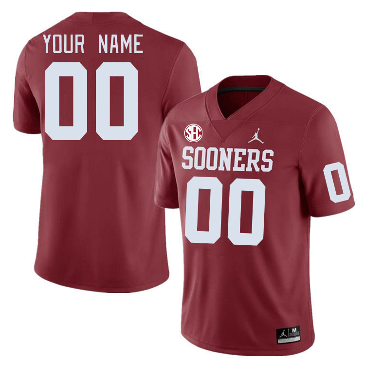 Custom Oklahoma Sooners College Name And Number Football Jerseys Stitched-Crimson